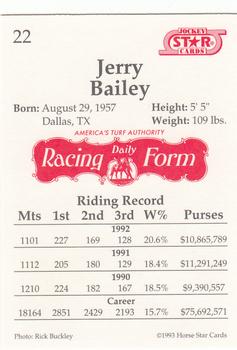 1993 Jockey Star #22 Jerry Bailey Back